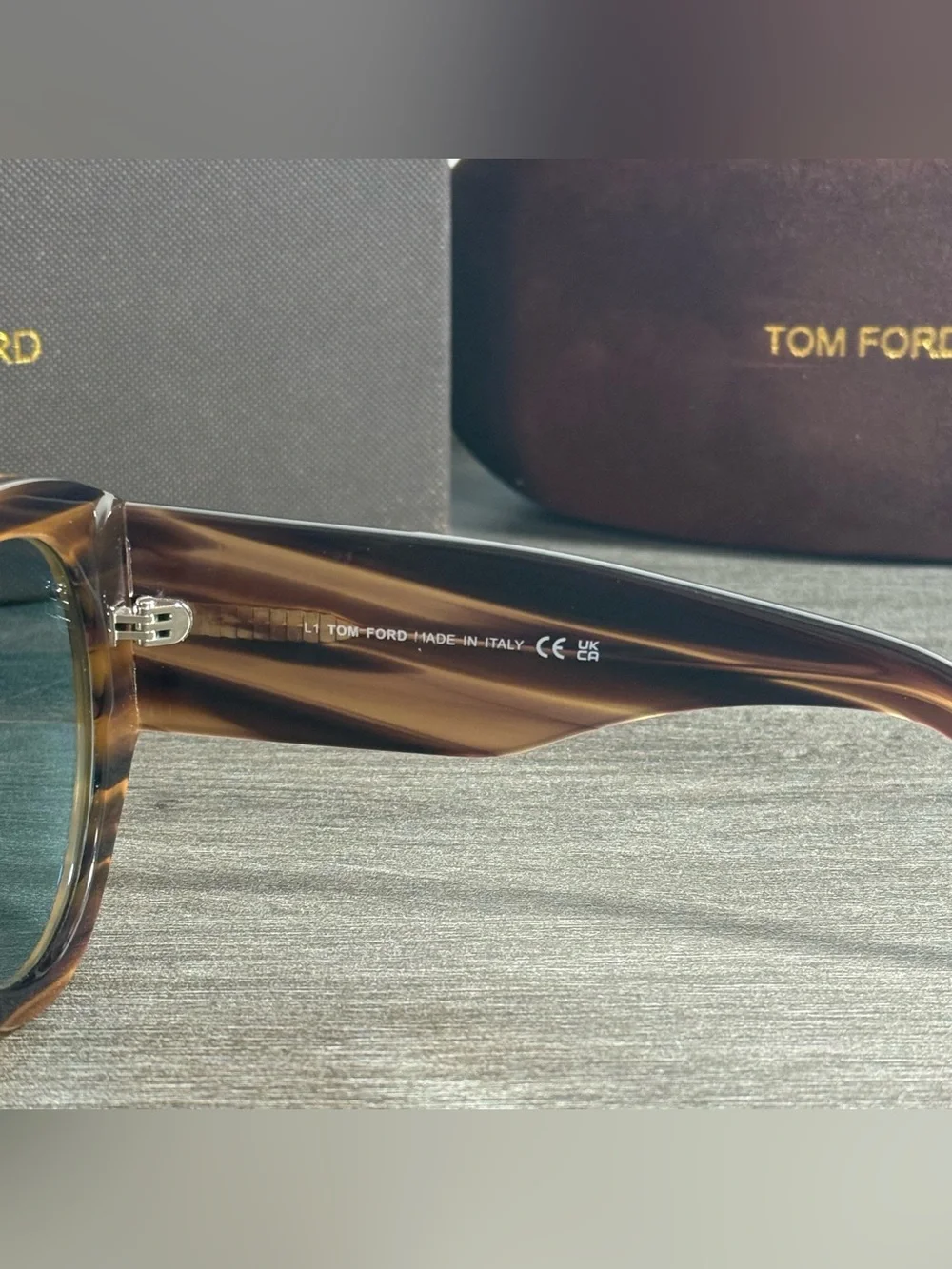 Tom Ford Tortoiseshell Frame Sunglasses with Green Lenses